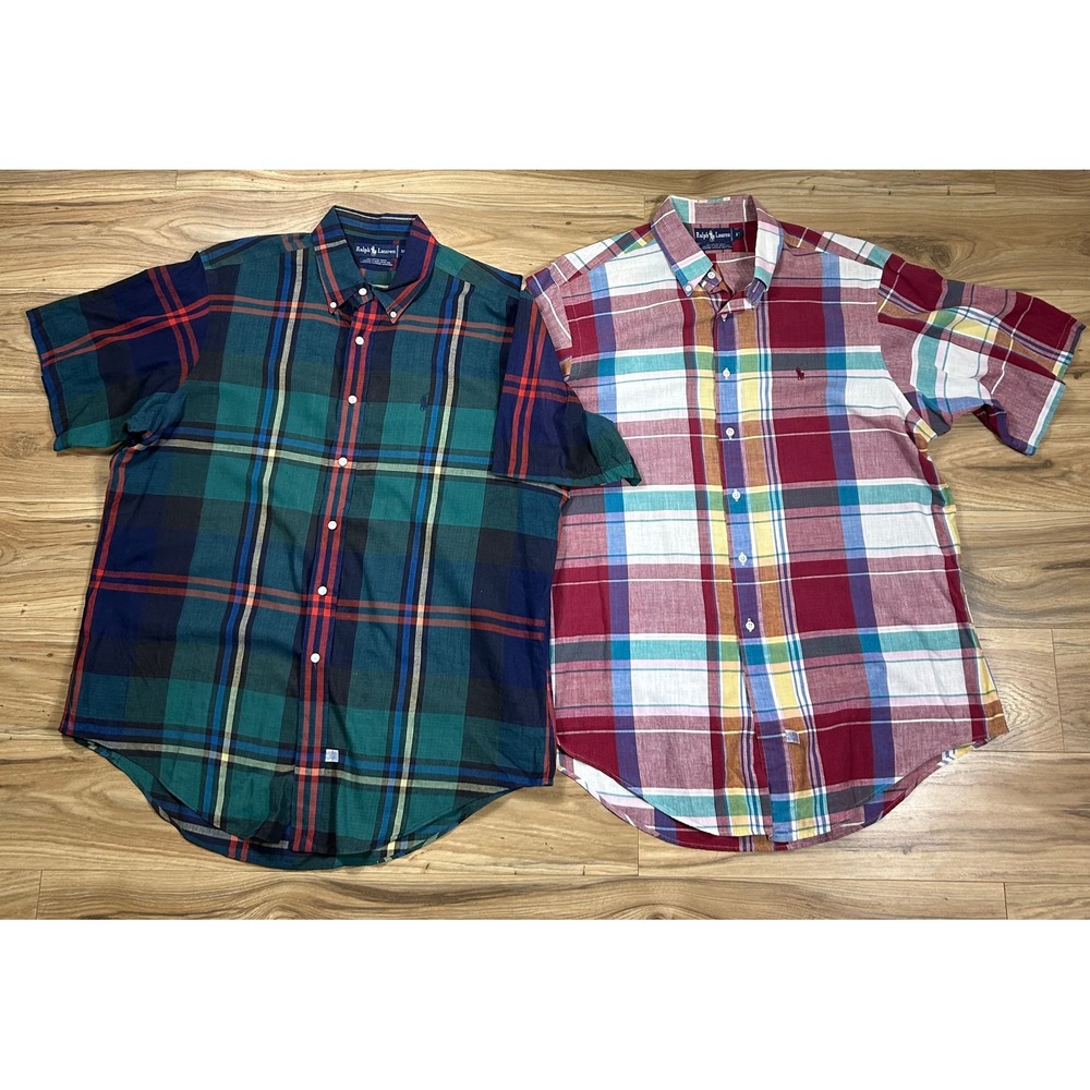 Ralph Lauren Button Down Shirt Men XL Multicolor Madras Plaid Bundle/2 Old Money